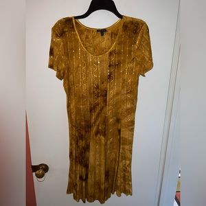 NWOT Sami & Jo Women's tie dye Stretchy Sparkly Dress light brown XL